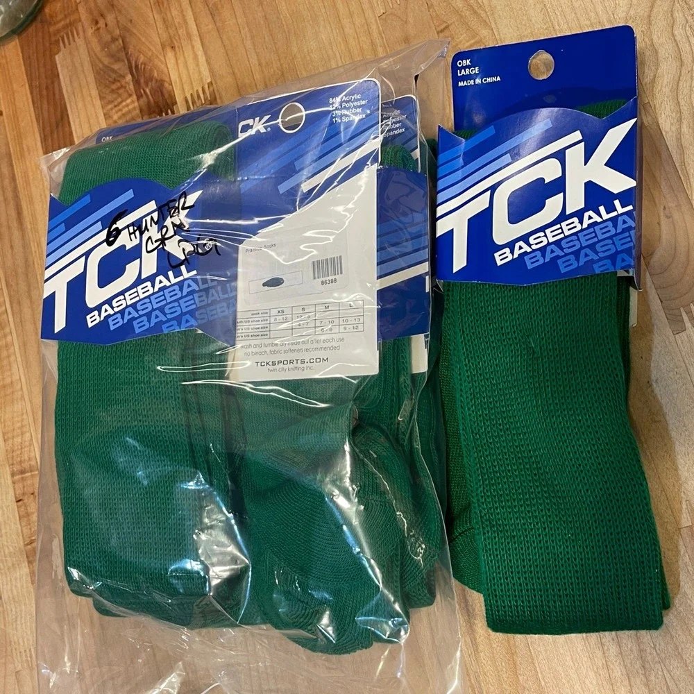 TCK Baseball Socks 6 Pack Hunter Green Size Large Over-the-Calf Athletic OBK